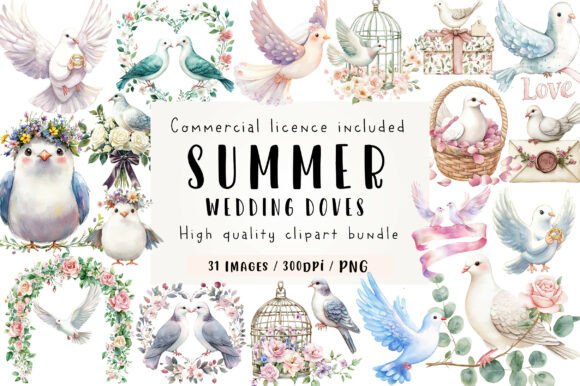 Download Summer Wedding Doves Clipart - Wedding Collection